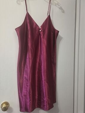 Silky Burgundy Slip Night Dress